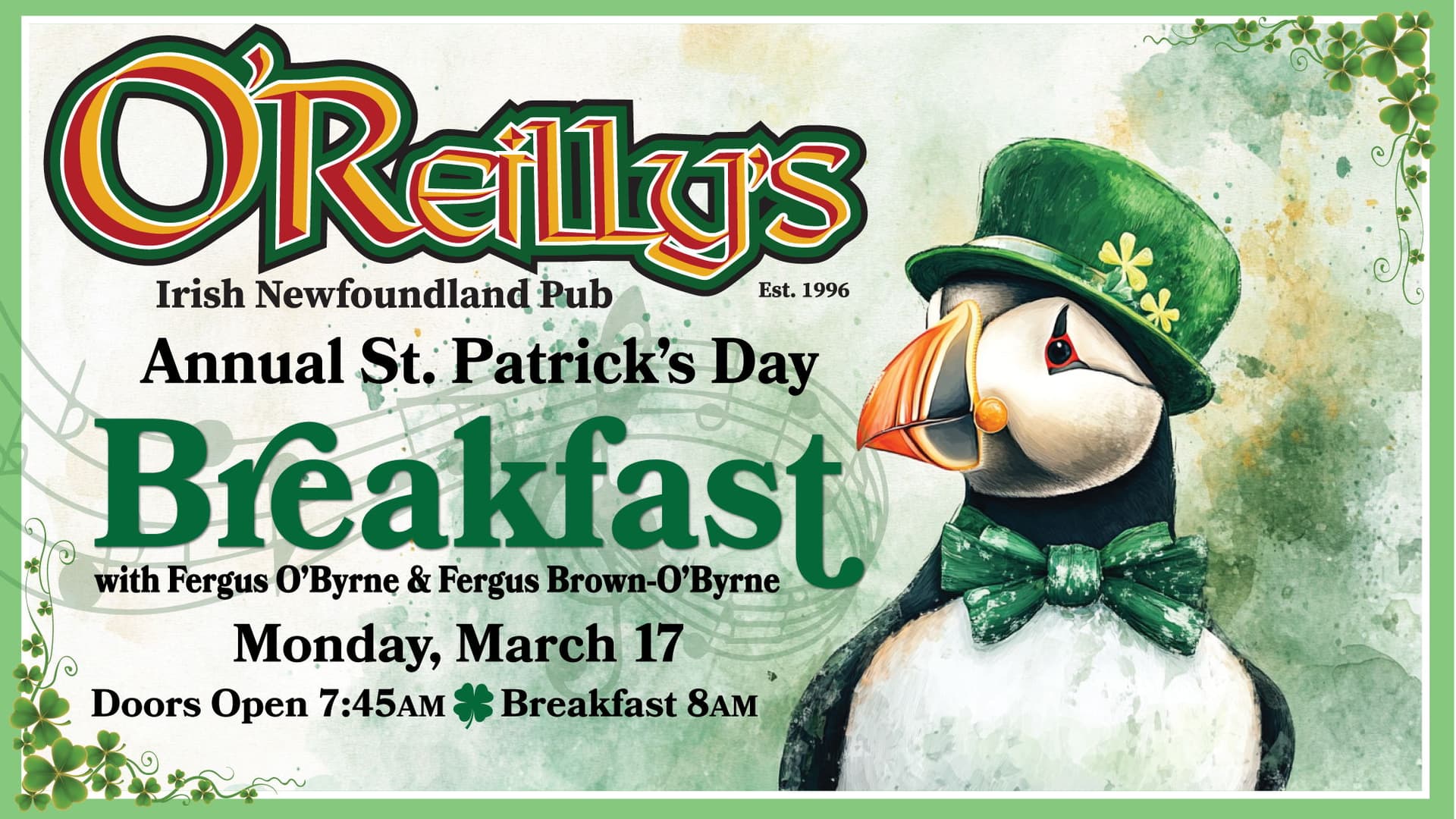 O'Reilly's Annual St Patrick's Day Breakfast