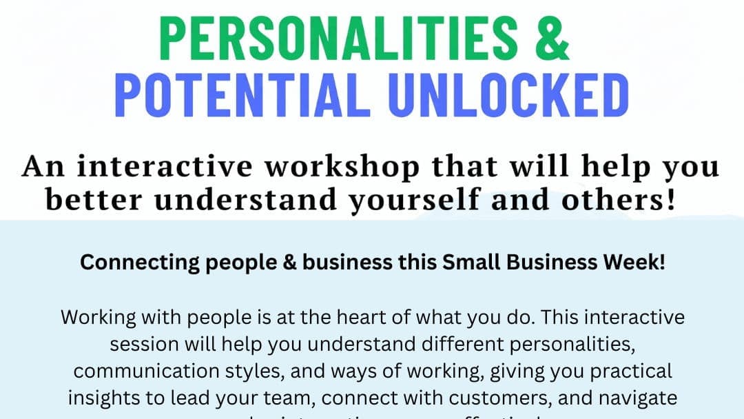 Small Business Week Workshop: Personality Dimensions®: Personalities & Potential Unlocked